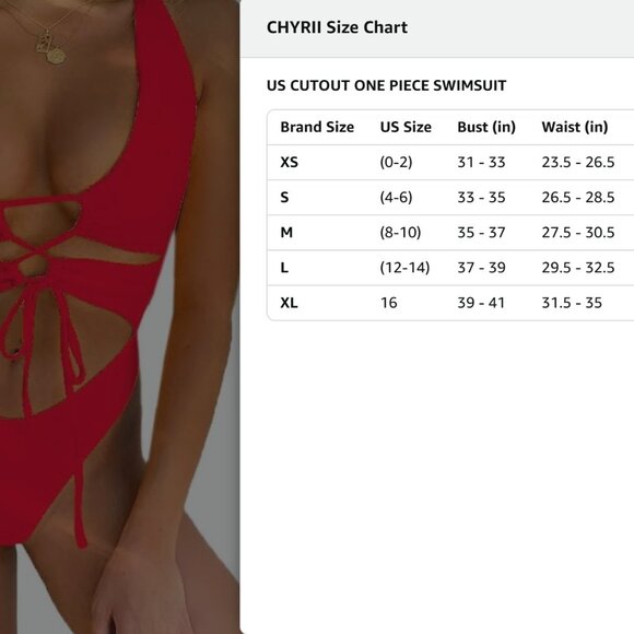 Red Women's One Piece Swimsuit - Picture 5 of 5